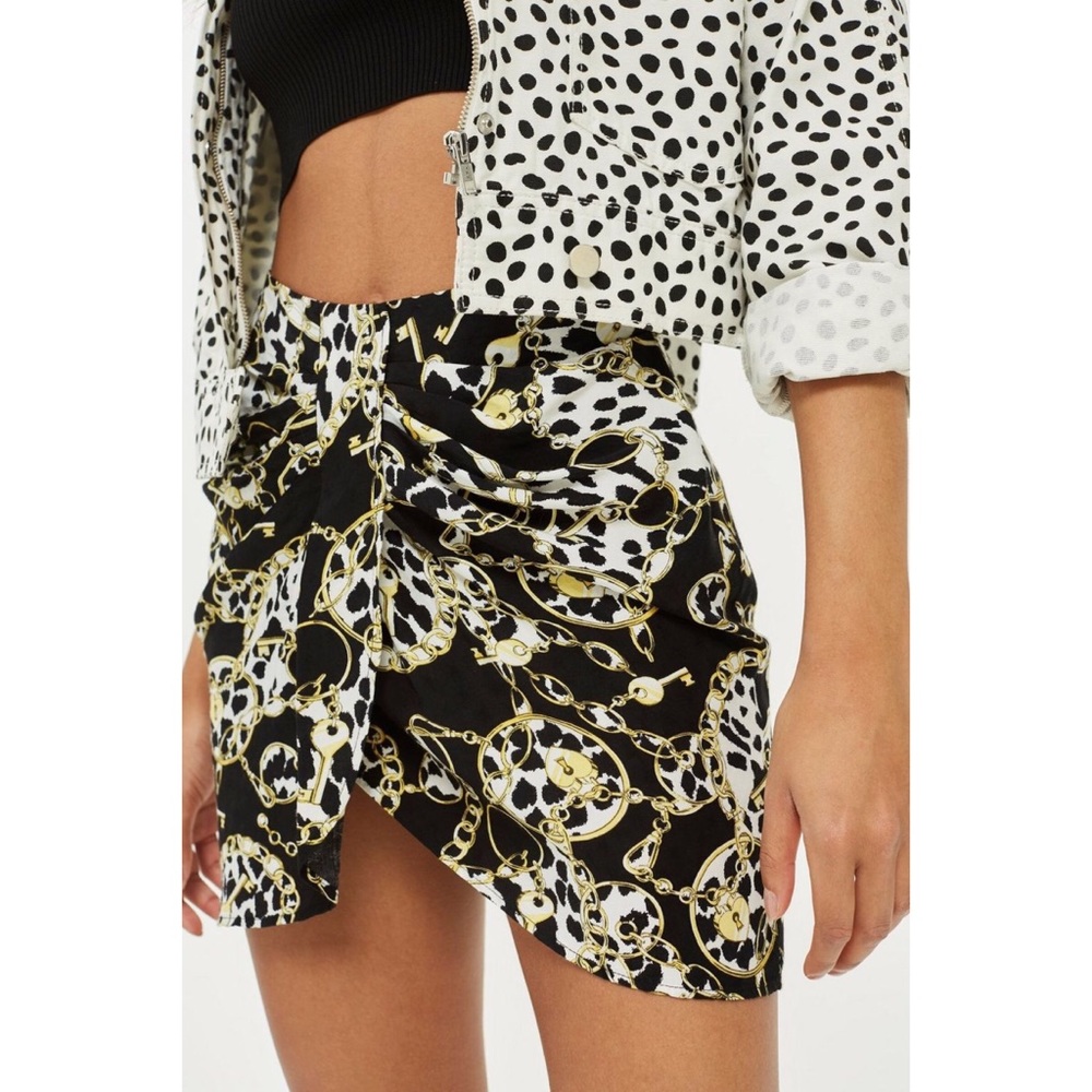 NWT Topshop Chain Print Twist Front Mini Skirt